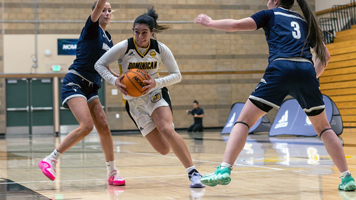 Adia Walker (Shoshone-Paiute) scored a career-high 25 points to lead Dominican to a 72-63 victory over Concordia University Irvine