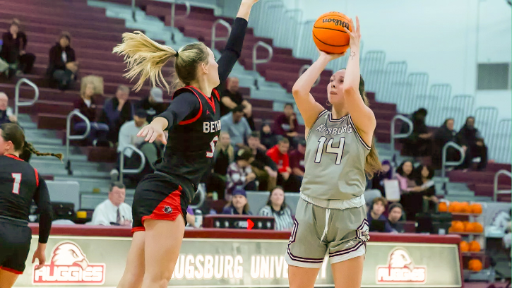 Amira LaDuke (Ojibwe) claimed her first collegiate double-double, scoring 14 points with a career-high 11 rebounds