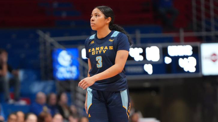 Alayna Contreras (Ojibwe) Reached Double-Digits for UMKC with 13 Points as Roos Fall to the Kansas Jayhawks on the Road