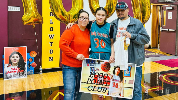 Brynecia Hugs (Crow) is moving her Plenty Coups HS team upward in Montana basketball