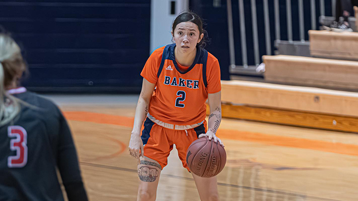 Jaelyn Two Hearts (Spirit Lake) recorded her seventh 20-point outing of the year for Baker University