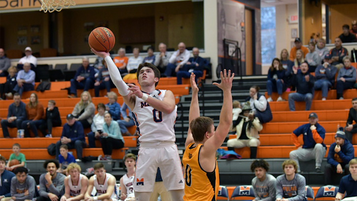 Derek Merwick (Iowa Tribe) finishes with a triple-double, scoring 32 points, dishing out 13 assists, and grabbing 16 rebounds for Midland University