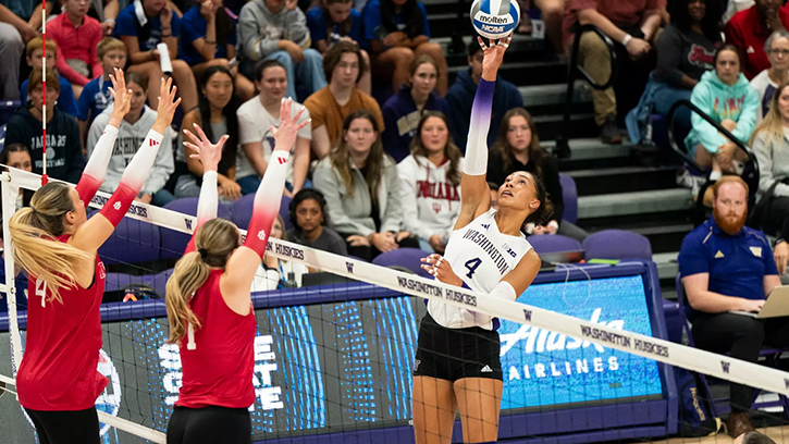 Emoni Bush (Wei Wai Kum First Nation) Led Washington with 11 Kills in Big Ten Conference Opening Win over Indiana