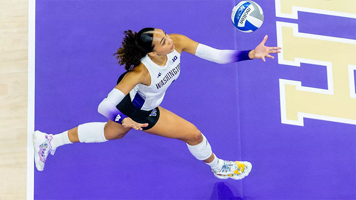 Emoni Bush (Wei Wai Kum First Nation) Led Washington with 13 Kills in Huskies Sweep of Northwestern