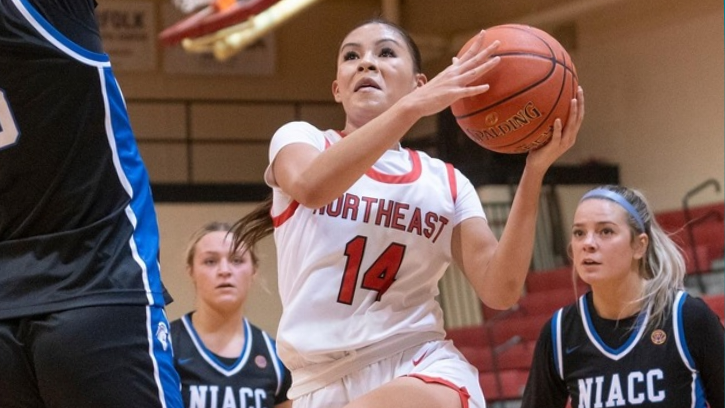 Aaliyah Jones (Oglala Lakota) scored 27 points to lead No. 25 Northeast CC to a 77-48 Win over Iowa Central CC